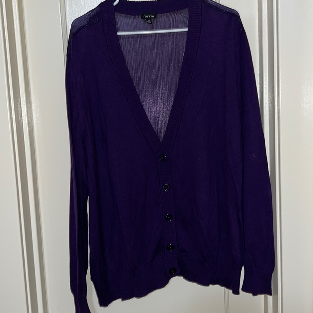 Torrid purple casual button up sweater size 3